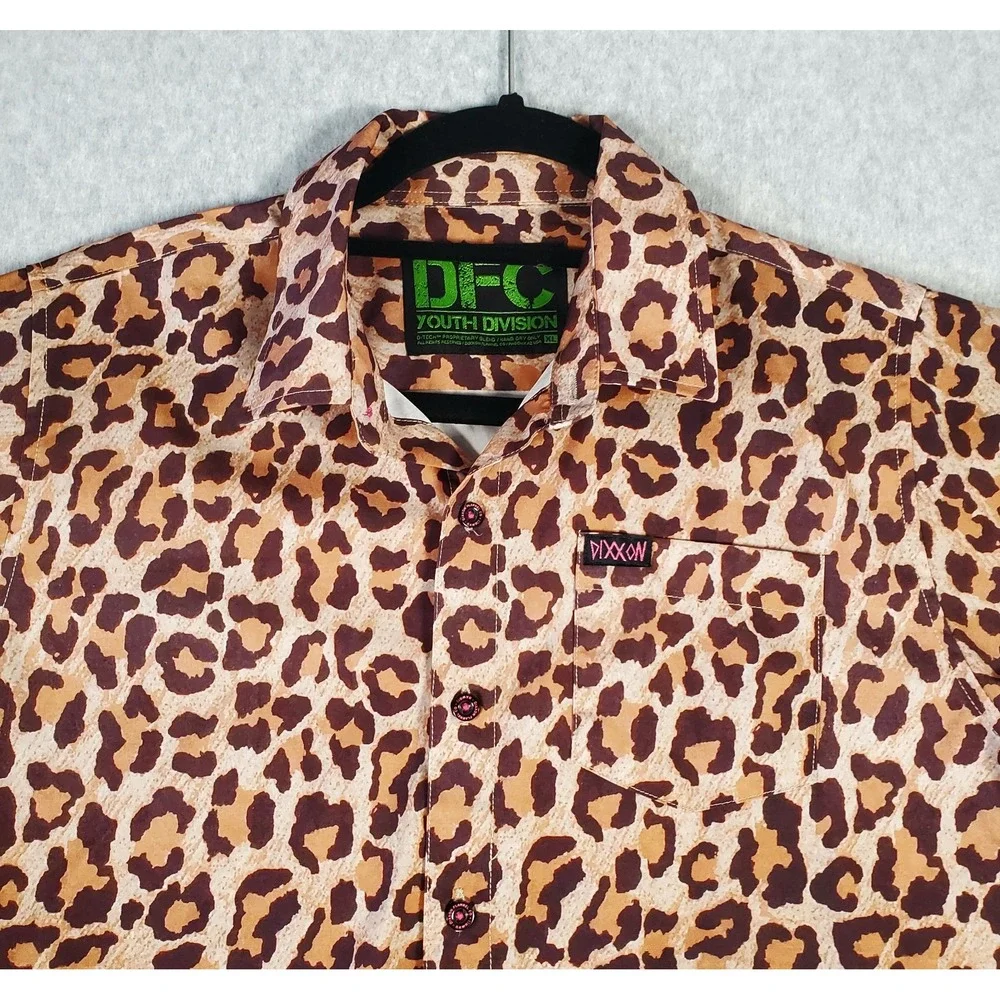 Dixxon Flannel Co Shirt The Party Animal Youth XL Leopard Print Short Sleeve DFC